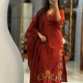 Home embroidered cream kurti