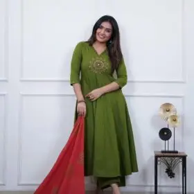 Home embroidered cream kurti