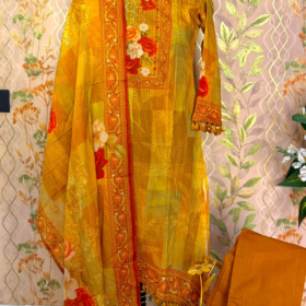 Mustard Yellow colour 3 pieces kurti set (copy) (copy)