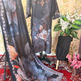 Black Floral colour 3 pieces kurti set (copy) (copy)