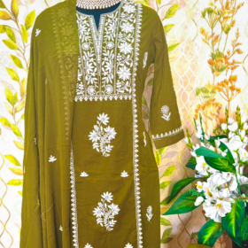 Home Mehndi Green long kurti set