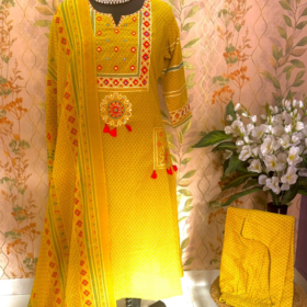 bottle green colour 3 pieces kurti set (copy) (copy)